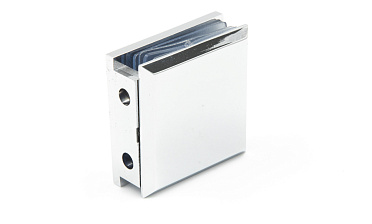 Коннектор для душевой  стена-стекло 45х45 мм, 90°, с двумя отверстиями, цинк, полированный t731 PZn купить в Москве