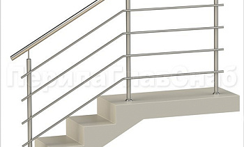 Четыре ригеля на сварке, круглый поручень и круглые стойки для крыльца в Москве. Готовые проекты ПерилаГлавСнаб