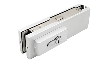 Замок для стеклянной двери угловой с круглым ригелем комплект, под алюминий t150 AL купить в Москве