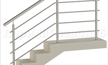 Четыре ригеля на держателях, квадратный поручень и круглые стойки купить в Москве