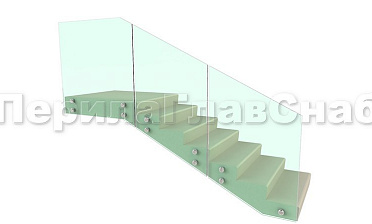 Ограждение для лестницы на несущем стекле с точечным креплением в торец для крыльца купить в Москве