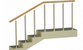 Ограждения со стойками в каждую ступень с пластиковым поручнем без ригелей в Москве. Готовые проекты ПерилаГлавСнаб