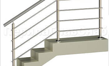 Четыре ригеля на держателях, круглый поручень и квадратные стойки в Москве. Готовые проекты ПерилаГлавСнаб