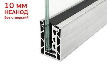 Комплект профиля зажимного для стекла 10мм и 5+5 , без отверстий, НЕАНОД. алюминий 100х60мм, т100-4-10  купить в Москве