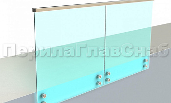 Ограждение с профильным поручнем с пазом на точечном креплении в Москве. Готовые проекты ПерилаГлавСнаб