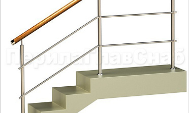 Два ригеля на держателях, круглый деревянный поручень и круглые стойки купить в Москве