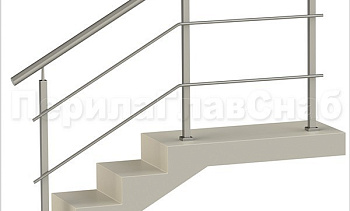 Два ригеля на сварке, круглый поручень и квадратные стойки в Москве. Готовые проекты ПерилаГлавСнаб