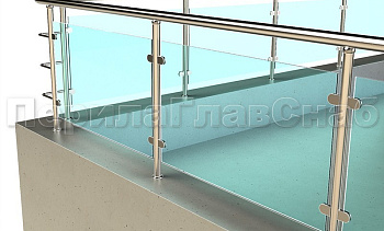 Кровельное ограждение из нержавеющей стали со стеклами в Москве. Готовые проекты ПерилаГлавСнаб