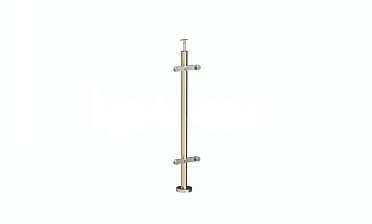 Стойка круглая  Ø38.1: 2 пластинчатых стеклодержателя, полированная, высота 950 мм (AISI 304) k729 купить в Москве