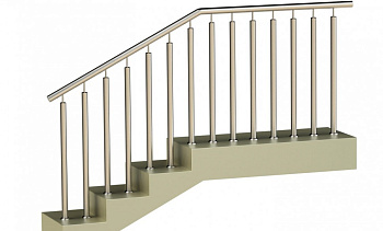 Ограждения с двумя стойками в каждую ступень без ригелей в Москве. Готовые проекты ПерилаГлавСнаб