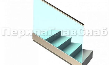 Ограждение с поручнем с пазом в зажимном профиле на лестнице в Москве. Готовые проекты ПерилаГлавСнаб