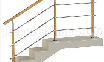 Три ригеля на держателях, квадратные деревянные поручень и стойки в Москве. Готовые проекты ПерилаГлавСнаб