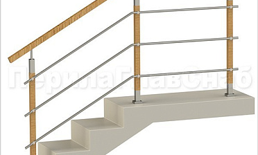 Три ригеля на держателях, квадратные деревянные поручень и стойки купить в Москве