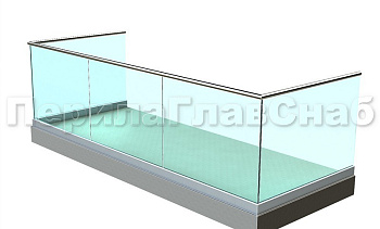 Ограждение на несущем стекле на алюминиевом профиле для балкона в Москве. Готовые проекты ПерилаГлавСнаб