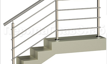 Четыре ригеля на сварке, круглый поручень и квадратные стойки купить в Москве