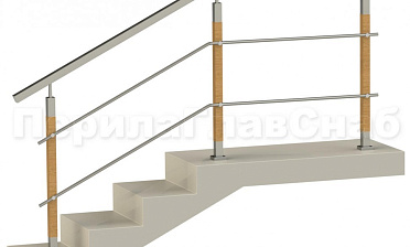 Два ригеля на держателях, квадратный поручень и квадратные деревянные стойки купить в Москве