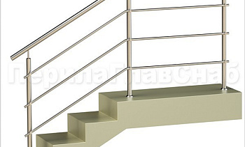 Три ригеля на держателях, круглый поручень и круглые стойки для крыльца в Москве. Готовые проекты ПерилаГлавСнаб