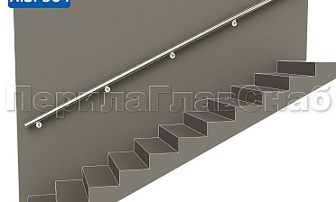 Готовый пристенный поручень с 5 держателями, длина 3700 мм (AISI 304) k730-37 купить в Москве