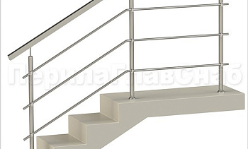 Три ригеля на держателях, квадратный поручень и круглые стойки в Москве. Готовые проекты ПерилаГлавСнаб