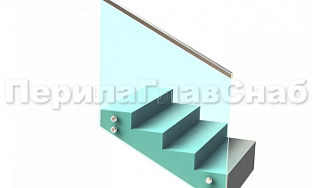 Ограждение с профильным поручнем с пазом на точечном креплении на лестнице в Москве. Готовые проекты ПерилаГлавСнаб