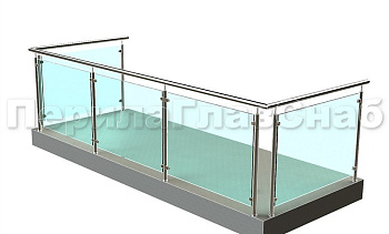 Ограждение из нержавеющей стали со стеклами для балкона в Москве. Готовые проекты ПерилаГлавСнаб