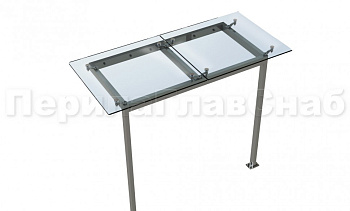 Стеклянный козырек на прямом каркасе со стойками в Москве. Готовые проекты ПерилаГлавСнаб