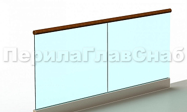 Ограждение с деревянным поручнем на профиле купить в Москве