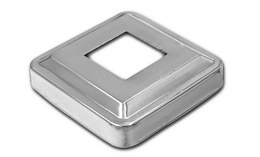 Низ стойки фигурный под трубу 25х25 мм, 66х66х0.4, высота 16 мм, полированный (AISI 304) k374 купить в Москве