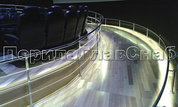 Ограждение со светильниками, встроенными в поручень в Москве. Готовые проекты ПерилаГлавСнаб