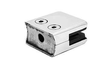 Стеклодержатель штампованный, под стекло 10 мм (5+5 мм), квадратный под стойку Ø38.1 мм (40х24х48 ) полированный AISI 304 k351-10 купить в Москве