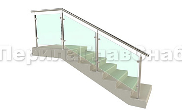 Ограждение для лестницы из нержавейки с зажимными стеклодержателями для крыльца купить в Москве