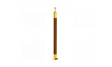 Готовая стойка 40х40х950 мм, деревянная нелакированная, со вставками из нержавеющей стали под золото 2х100 мм k740-G купить в Москве