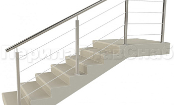 Ограждения из нержавейки. Заполнение из 4х тросиков. Квадратные стойки. в Москве. Готовые проекты ПерилаГлавСнаб