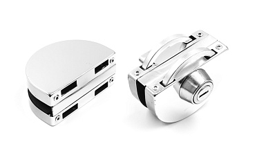 Замок для стеклянной двери с ответной частью на стекло, без вырезов, нержавеющая сталь AISI 201, полированная t109-201 PSS купить в Москве