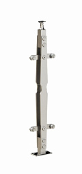 Стойка эксклюзивная из двух пластин с двумя пластинчатыми стеклодержателями, крепление в пол, регулируемый ложемент (AISI 304) k769 купить в Москве