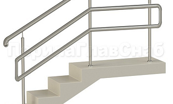 Нержавеющие ограждения с двойным поручнем без ригелей - вариант 1 в Москве. Готовые проекты ПерилаГлавСнаб