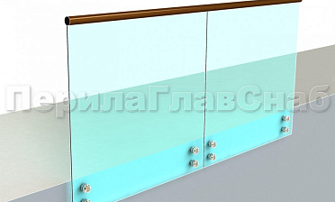 Ограждение с деревянным поручнем на точечном креплении купить в Москве