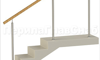 Нержавеющие ограждения без ригелей с квадратным деревянным поручнем в Москве. Готовые проекты ПерилаГлавСнаб