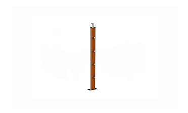 Дизайнерская плоская комбинированная стойка в сборе из шлифованной нержавеющей стали и древесины дуба с четырьмя ригеледержателями k742-2 купить в Москве