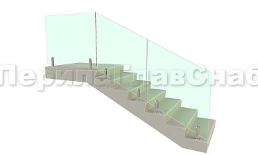 Цельностеклянное лестничное ограждение на министойках из нержавеющей стали для крыльца купить в Москве