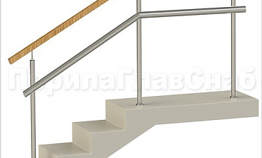 Ограждения с квадратным деревянным поручнем и дополнительным поручнем без ригелей купить в Москве