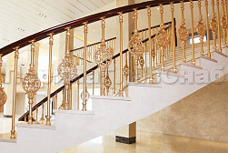 Латунные перила под золото в Москве. Готовые проекты ПерилаГлавСнаб - фото 9