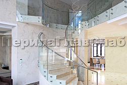 Стеклянные перила для винтовых лестниц в Москве. Готовые проекты ПерилаГлавСнаб - фото 1