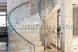 Стеклянные перила для винтовых лестниц в Москве. Готовые проекты ПерилаГлавСнаб - фото 14