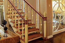 Латунные перила под золото в Москве. Готовые проекты ПерилаГлавСнаб - фото 7