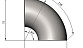 Отвод поручня под сварку для Ø50.8х118х1.5 мм,  полированный 400 Grit, (AISI 201) k021-12