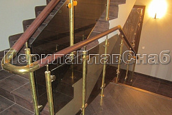 Латунные перила под золото в Москве. Готовые проекты ПерилаГлавСнаб - фото 14